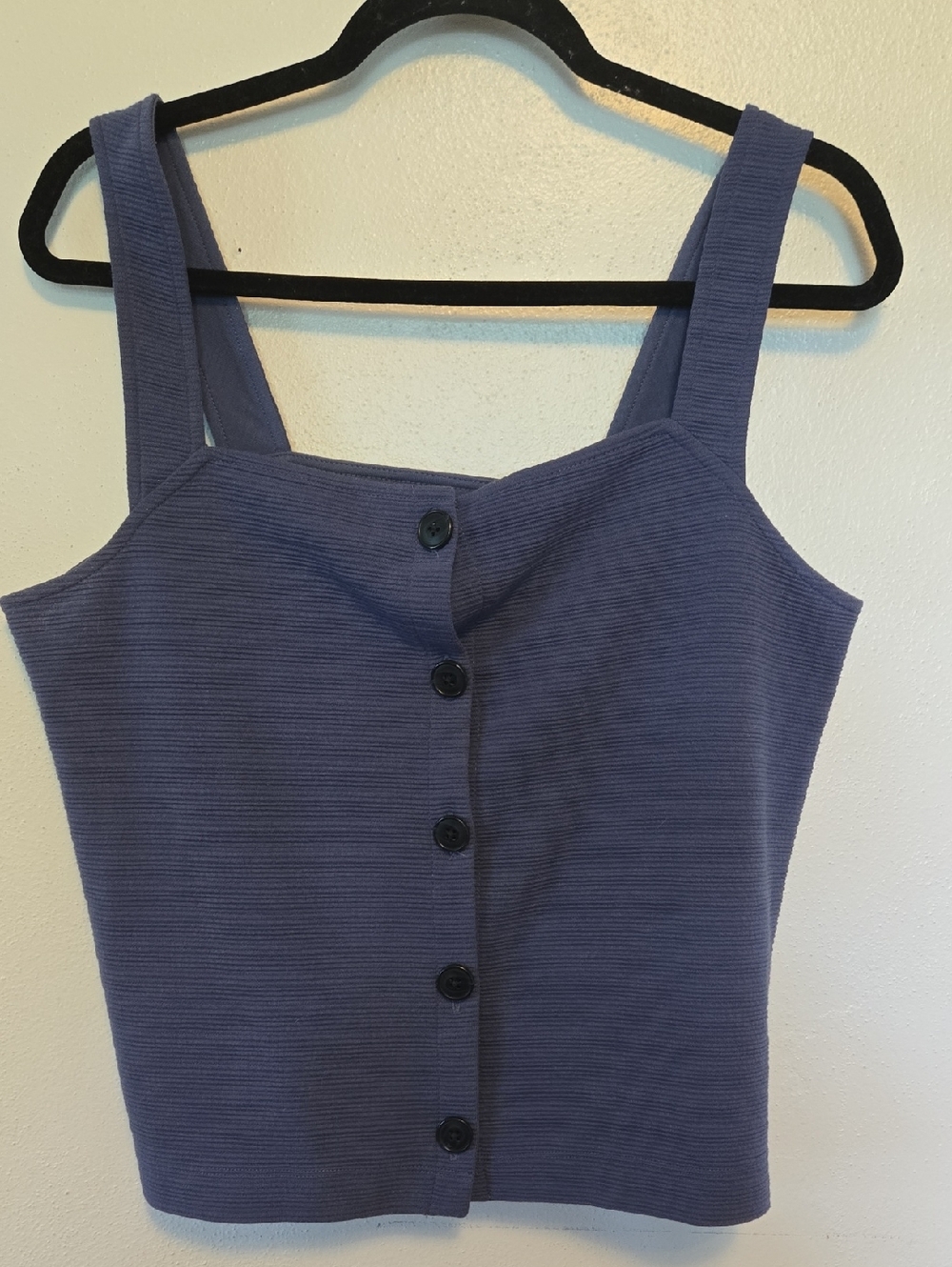 J Crew Textured Button Front Tank Top Blue M